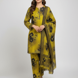 Mustard Yellow with Black Floral (Unstitched)