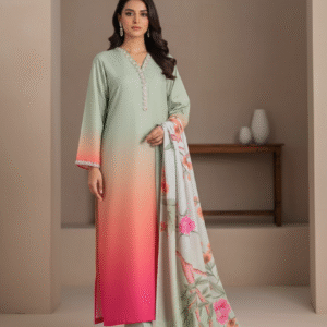 2pc Digital Printed Silk Dress for women (Unstitched)