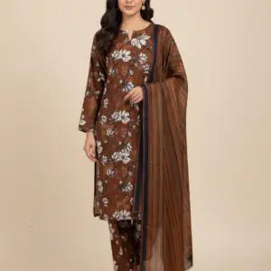 Brown Digital printed suit (Unstitched)