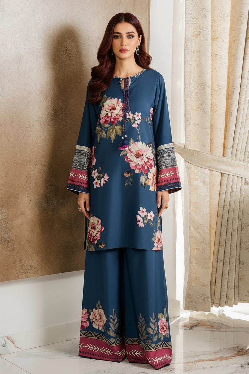 2pc Stylish Digital Printed Dress for Women (Unstitched)