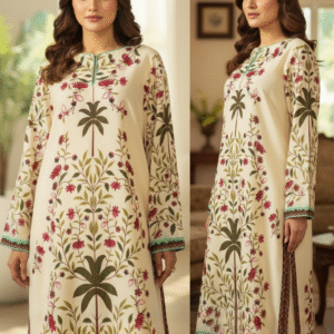 2pc Stylish digital printed silk dress for Women (Unstitched)