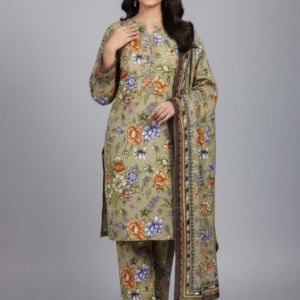 3pc Digital printed Karandi dress for women (Unstitched)