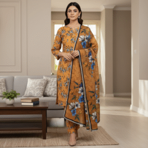 3pc Digital printed Khaddar dress for Women (Unstitched)