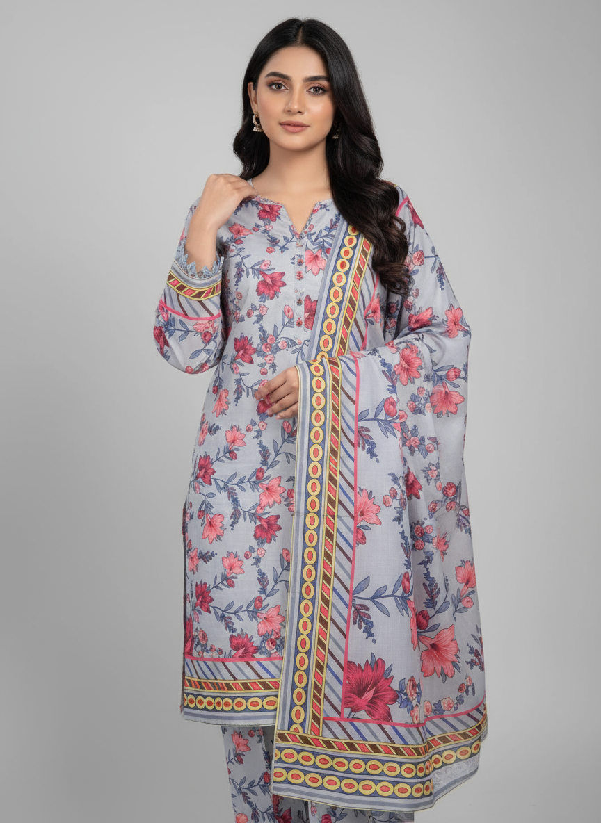 3pc Digital Printed Khaddar dress for women (Unstitched)