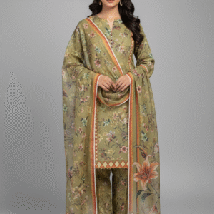 3pc Digital printed Karandi dress for women (Unstitched)