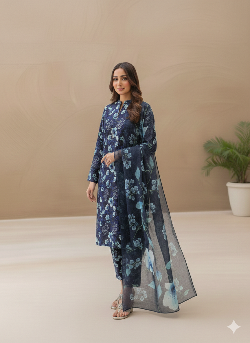 3pc Digital Printed lawn dress (unstitched)