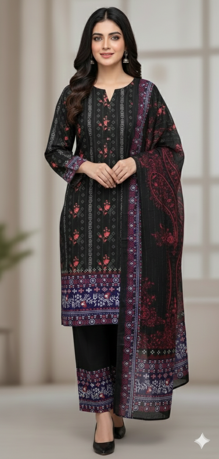3pc Digital Printed lawn dress (unstitched)