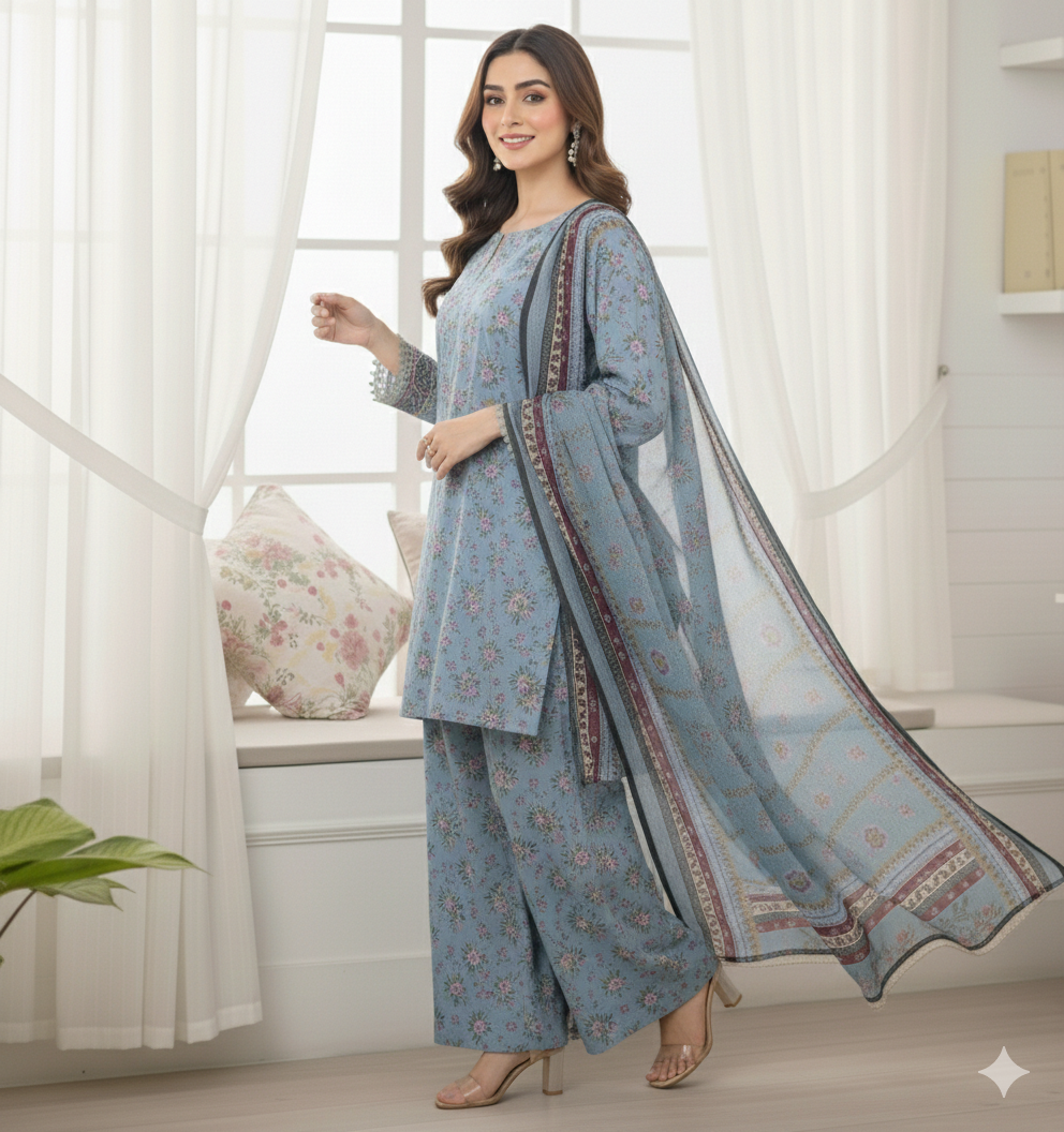 Summer Collection 2026 3pc Digital Printed (unstitched suit) - Image 3