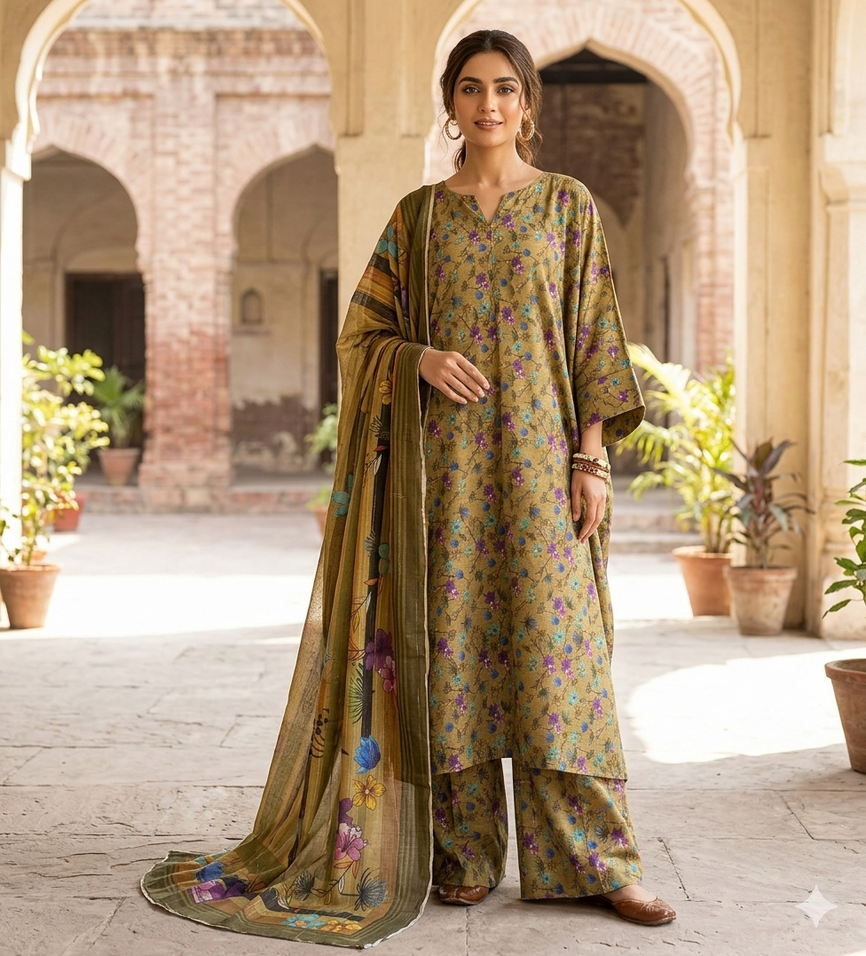 3pc Digital Printed lawn dress (unstitched)