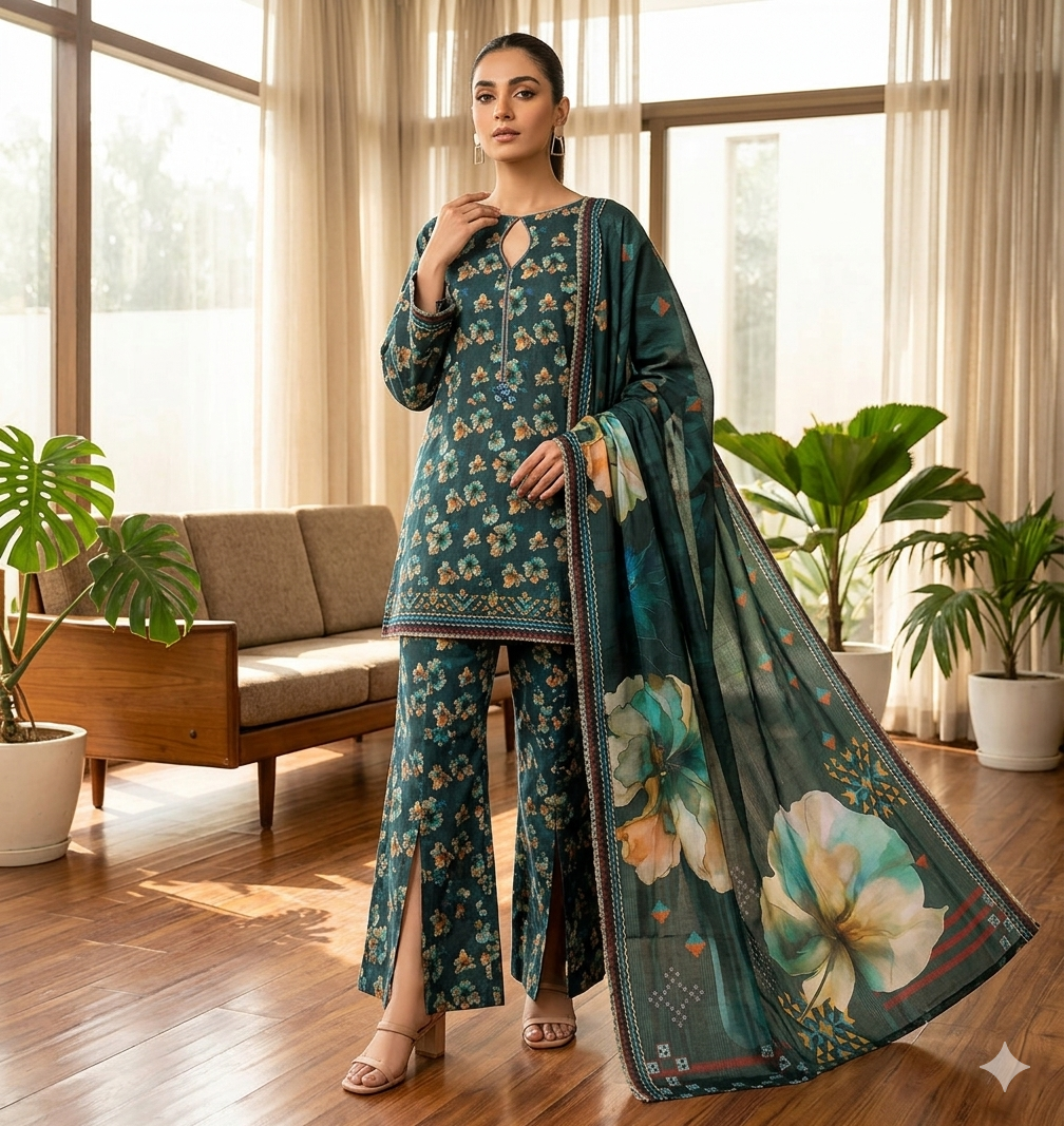 3pc Digital Printed lawn dress (unstitched)