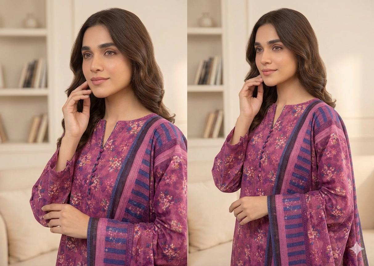 3pc Digital Printed lawn dress (unstitched) - Image 3