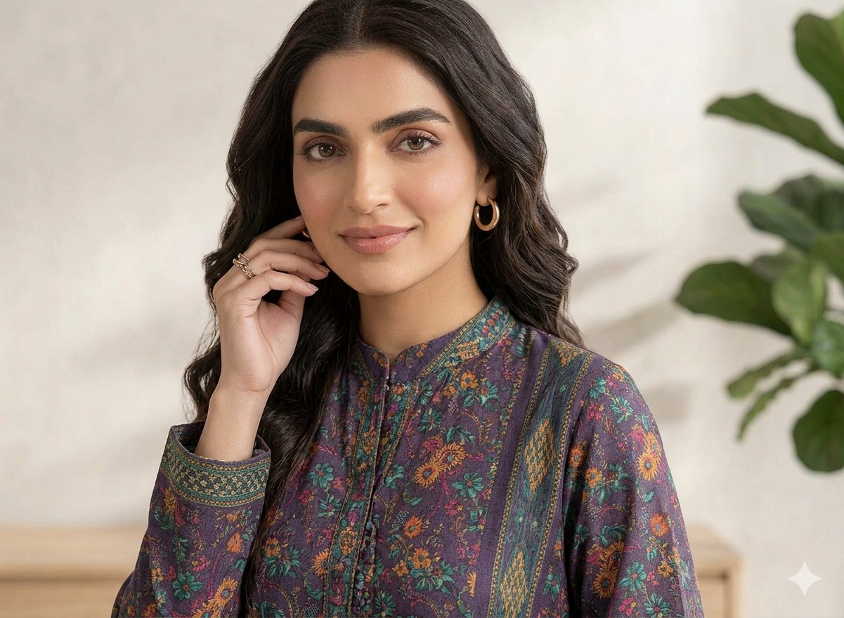 3pc Digital Printed lawn dress (unstitched) - Image 2