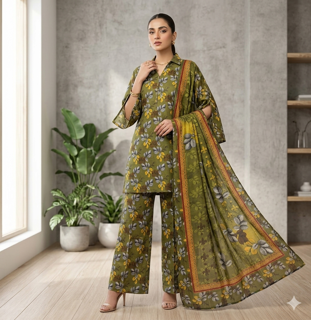 3pc Digital Printed lawn dress (unstitched)