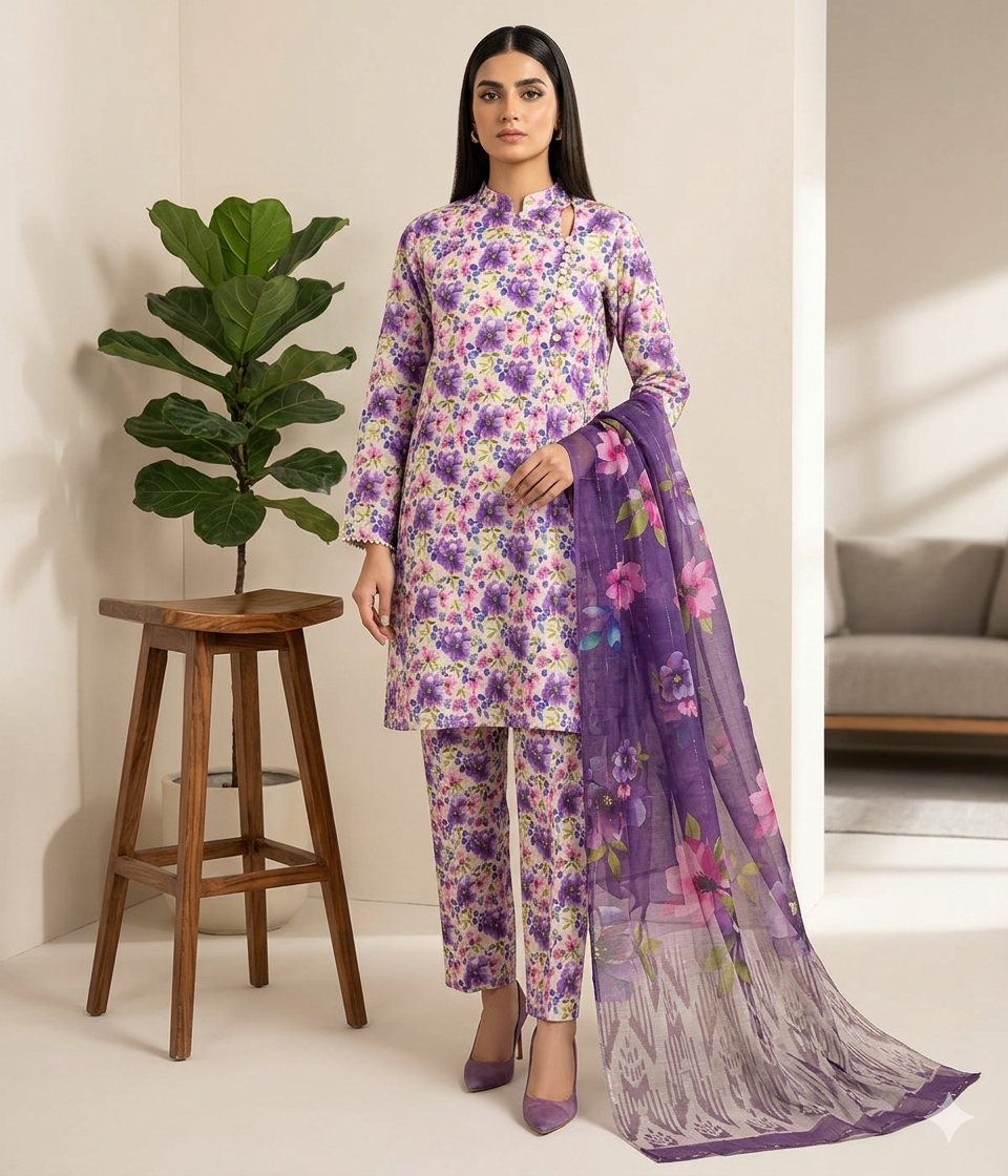 3pc Digital Printed lawn dress (unstitched)