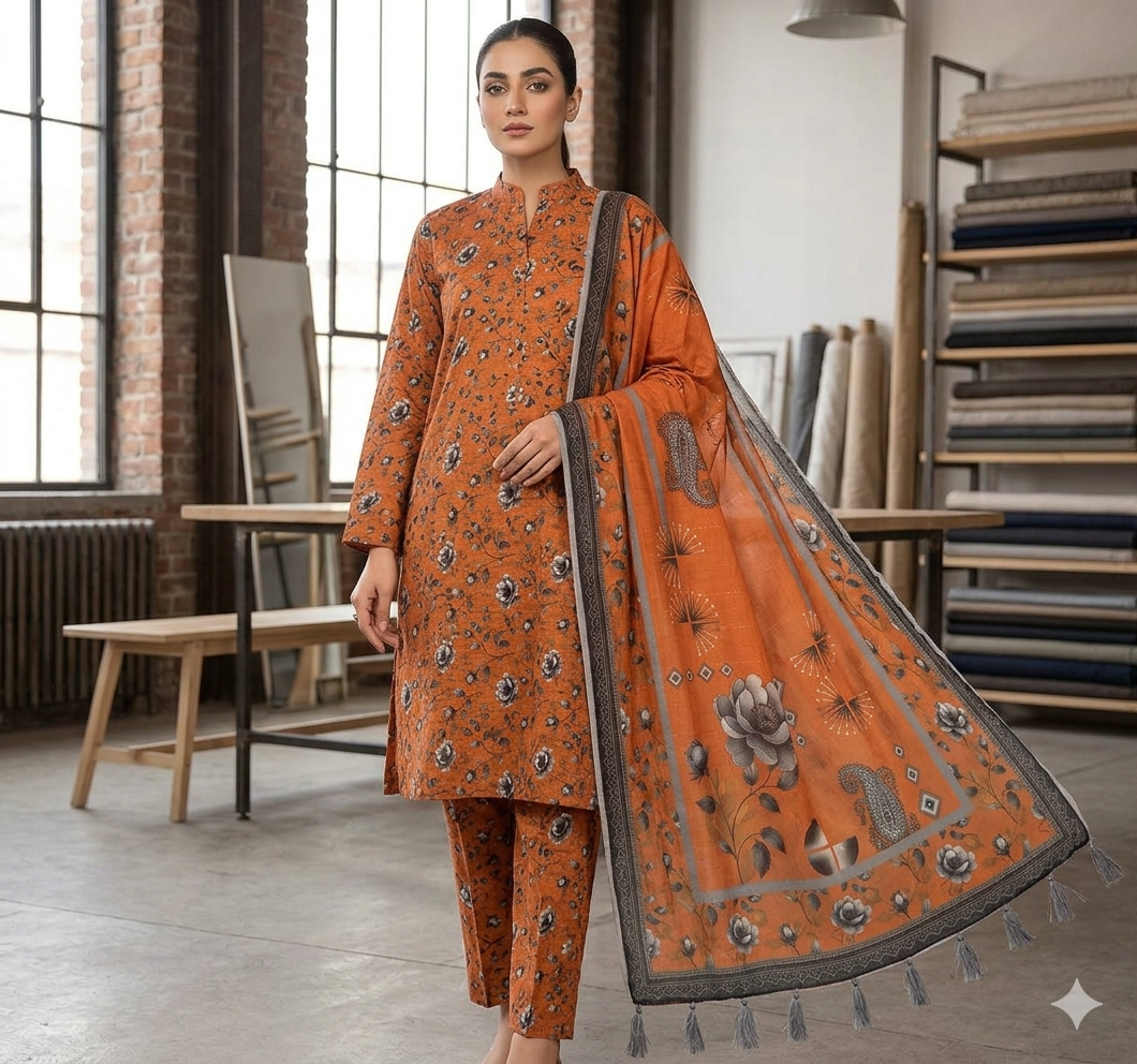 3pc Digital Printed lawn dress (unstitched)