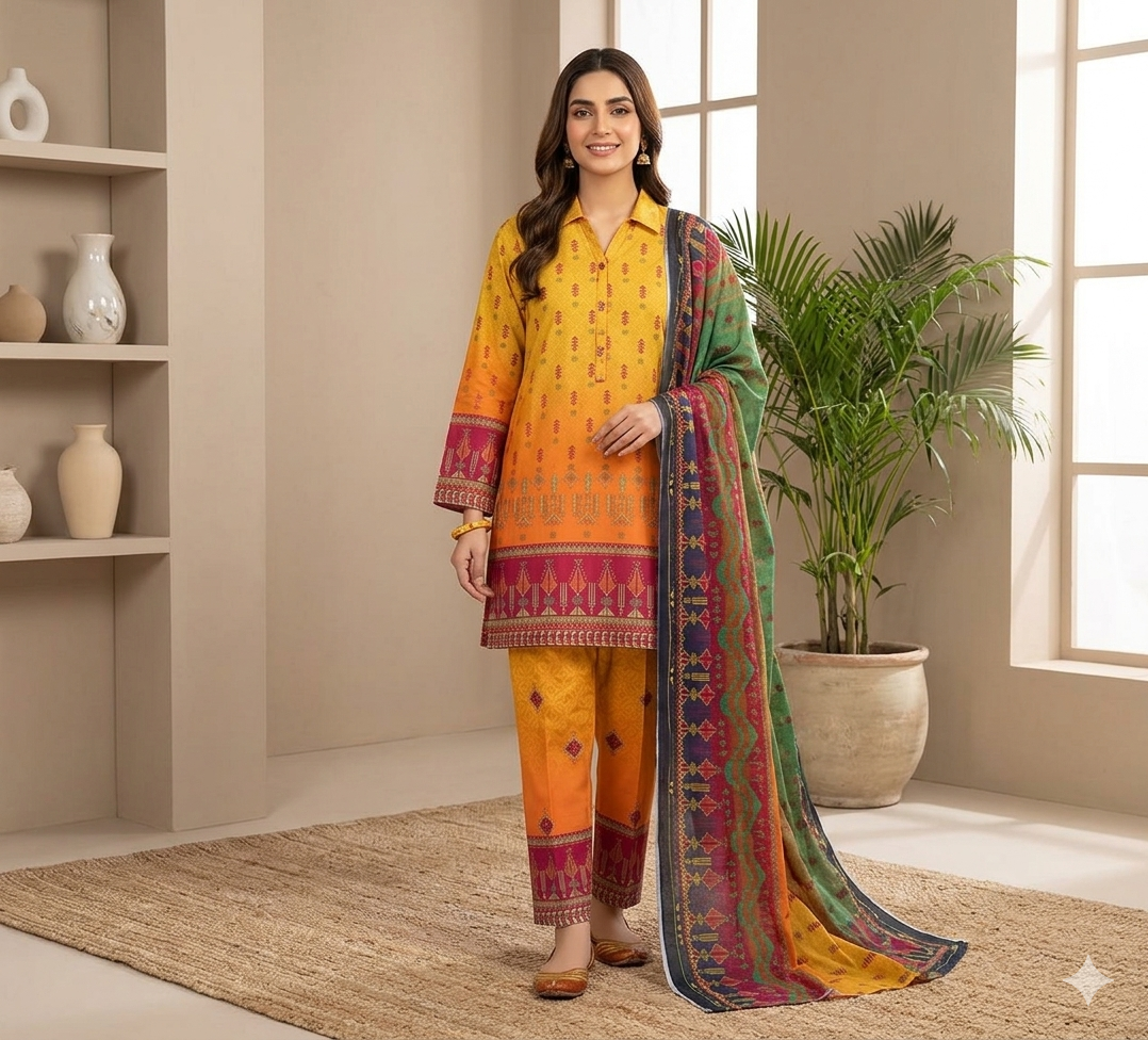 3pc Digital Printed lawn dress (unstitched)