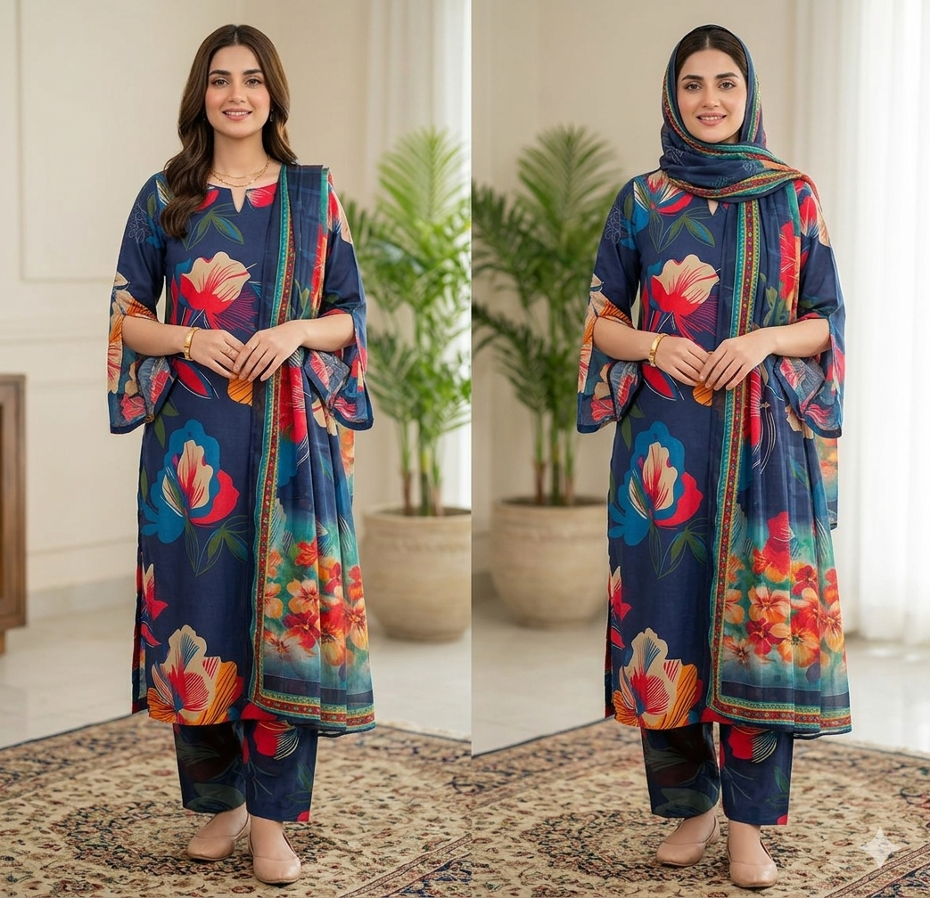 3pc Digital Printed lawn dress (unstitched)