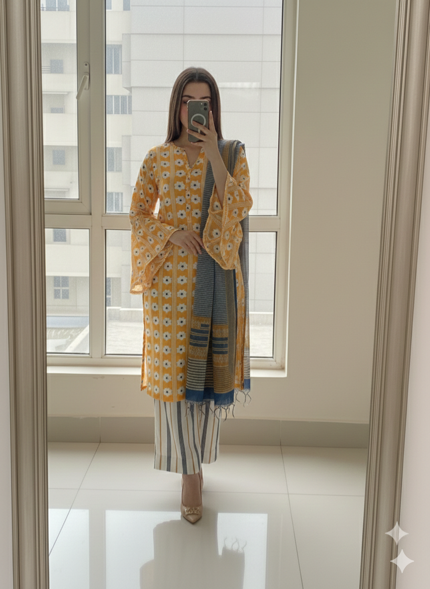 3pc Digital Printed lawn dress (unstitched)