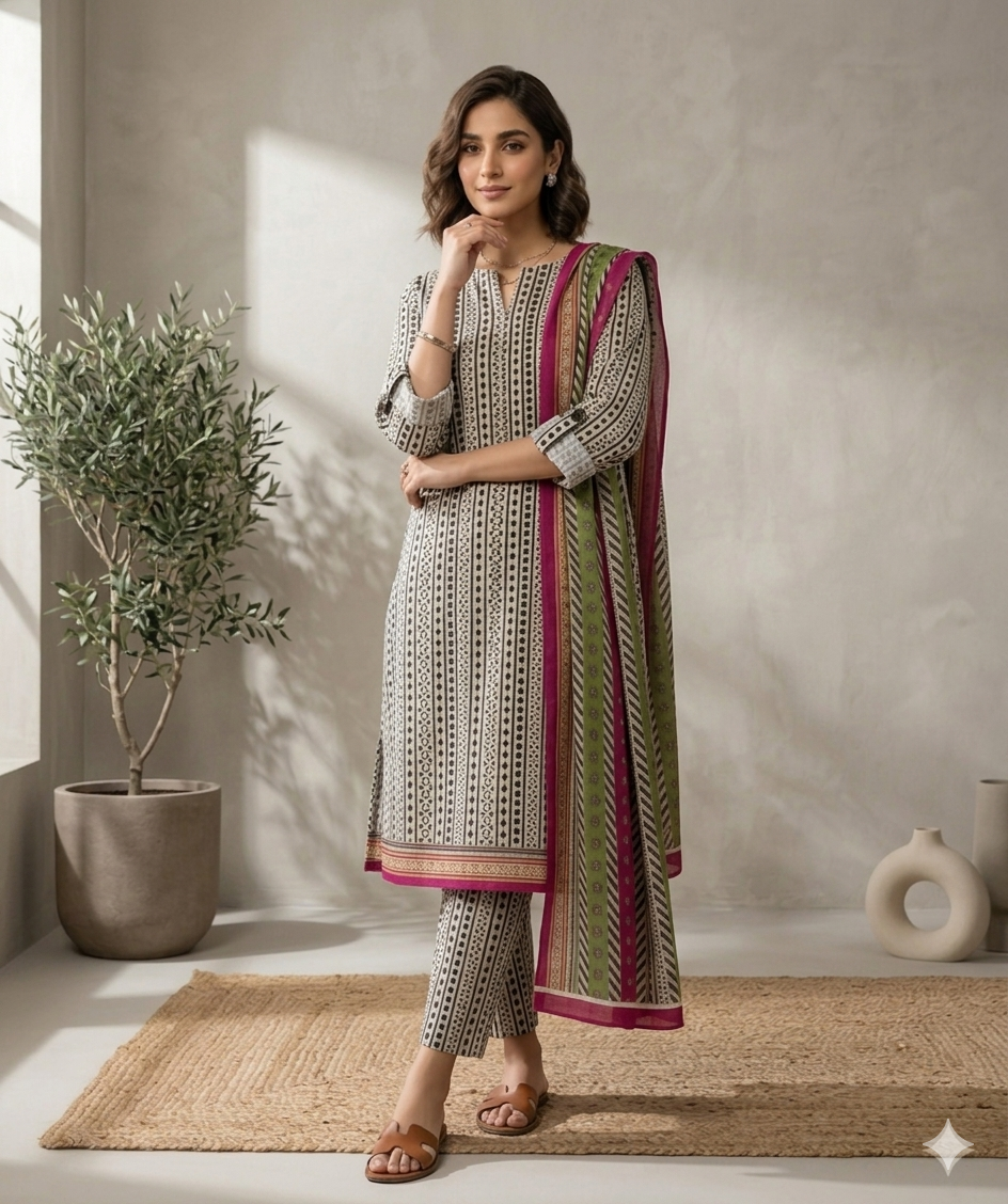 3pc Digital Printed Co-ord set (unstitched)