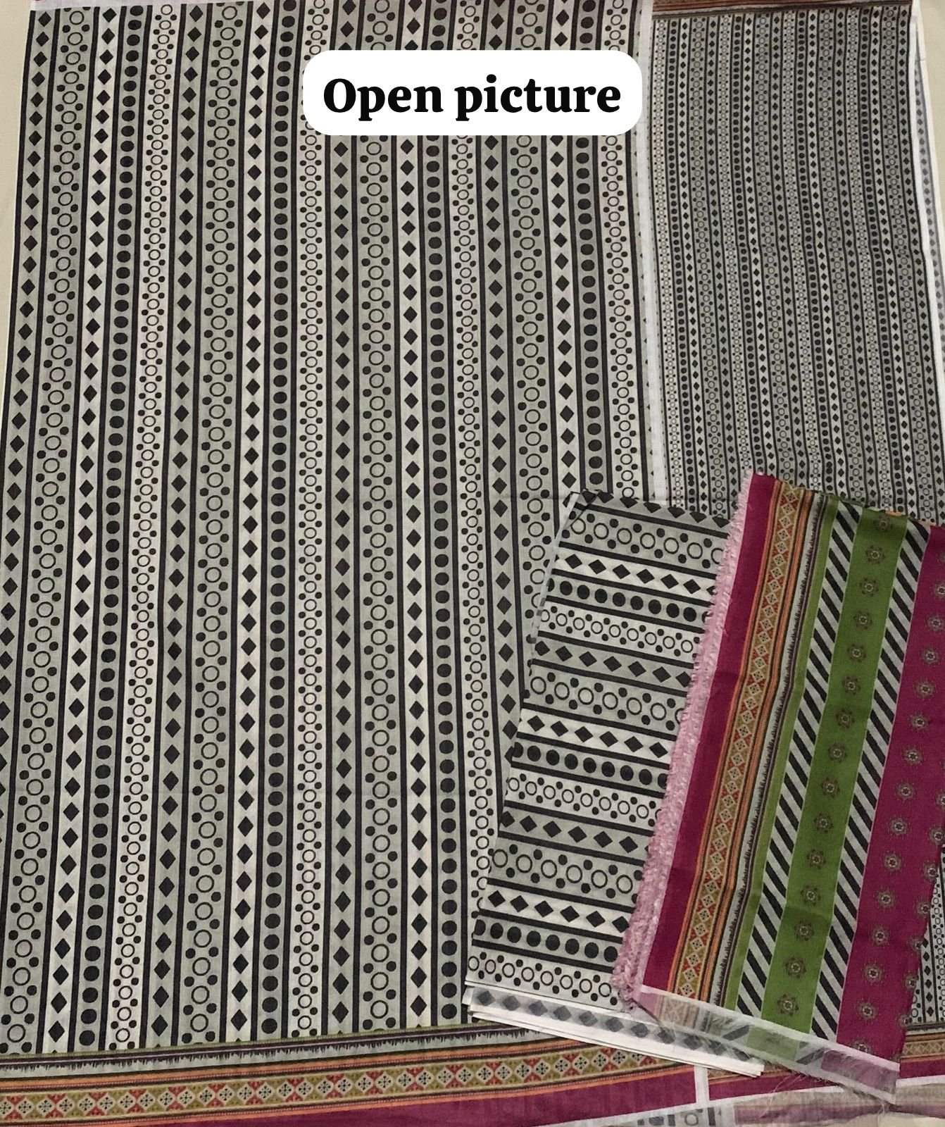 3pc Digital Printed Co-ord set (unstitched) - Image 3