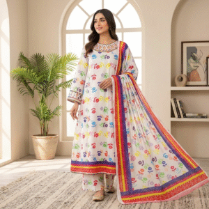 3pc Digital Printed All-over lawn dress (unstitched)