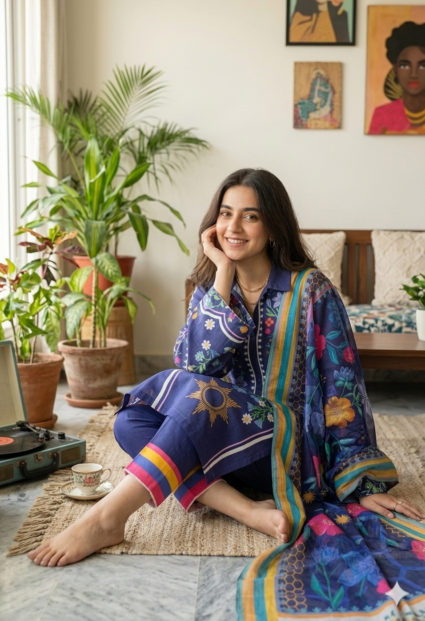 3pc Digital Printed Co-ord set (unstitched) - Image 3
