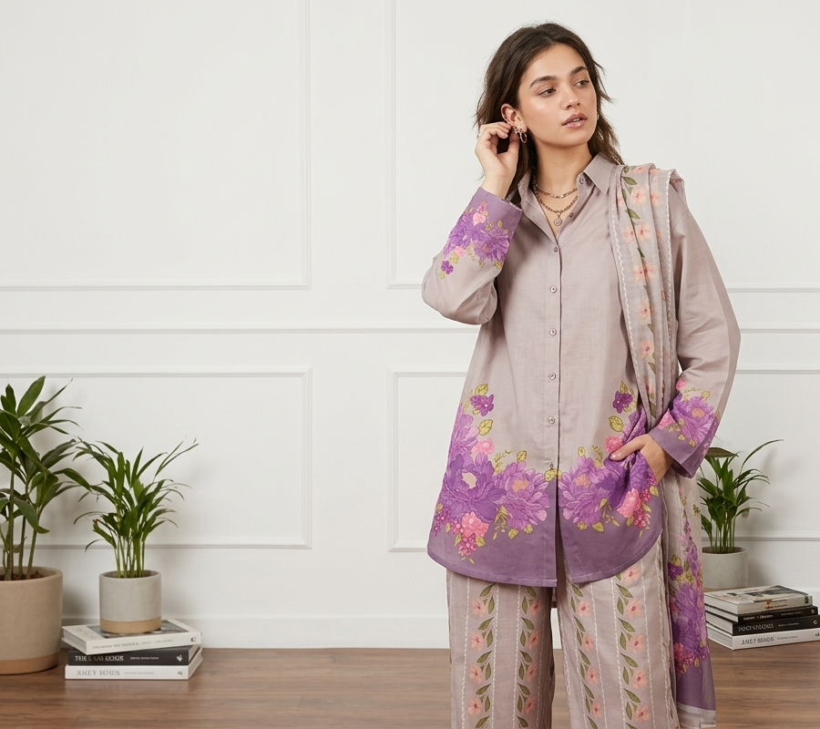 3pc Digital Printed Co-ord set (unstitched)