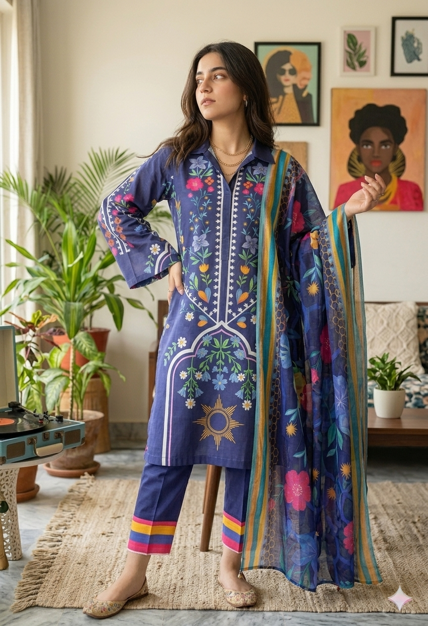 3pc Digital Printed Co-ord set (unstitched)