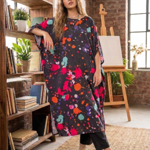 2 Piece Printed Slub Lawn Suit – Black & Multicolor
