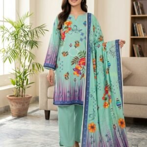 Mint Bloom – Printed Khaddar 3 Piece Unstitched Suit